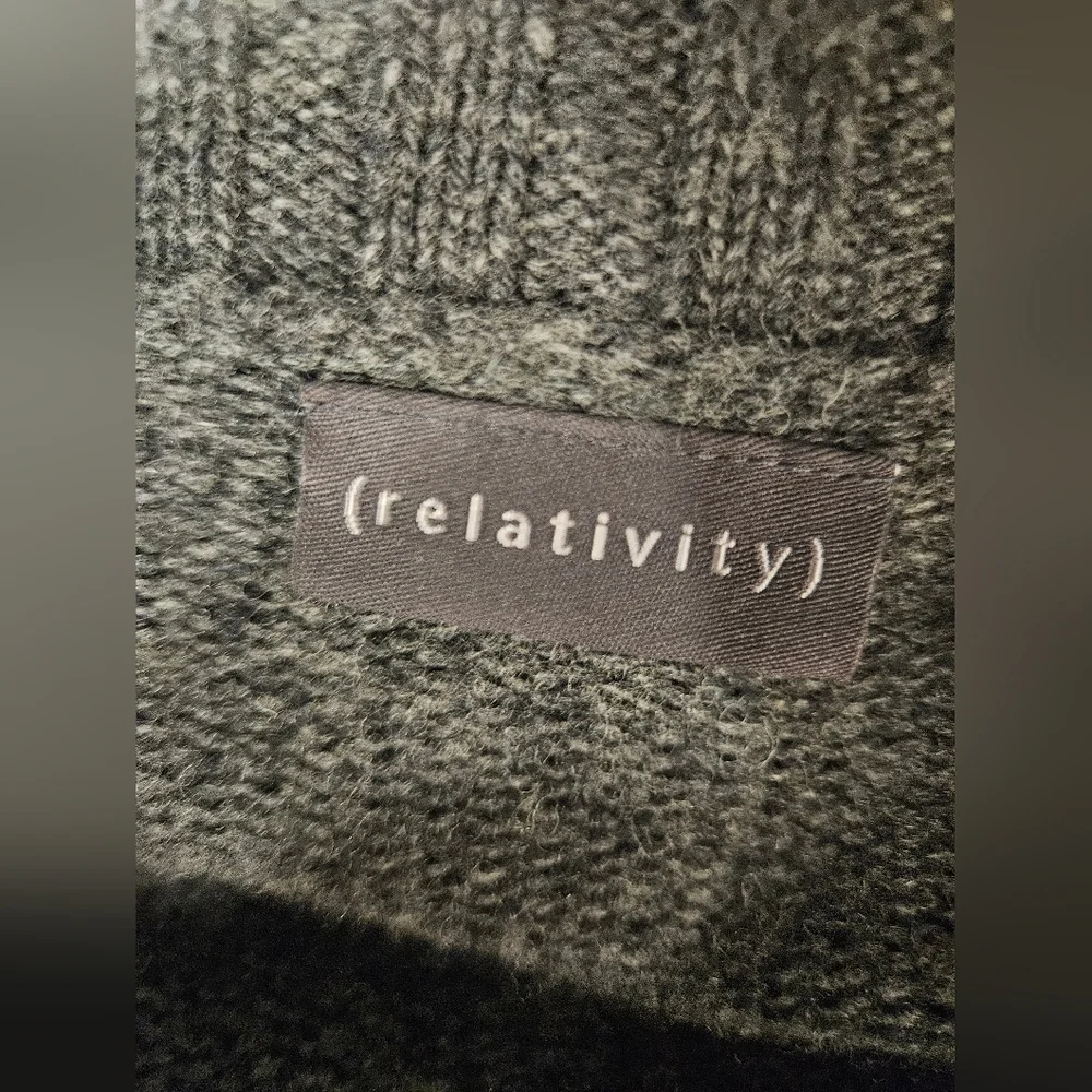 Relativity 100% Lambswool Grey Belted Longline Cardigan Sweater Size M - Picture 8 of 9
